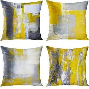 Throw Pillow Covers| Set of 4| Grey and Yellow 💛🩶